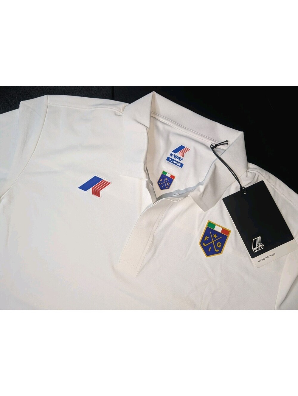 K Way Snap Polo White XL Italian Golf Federation NWT